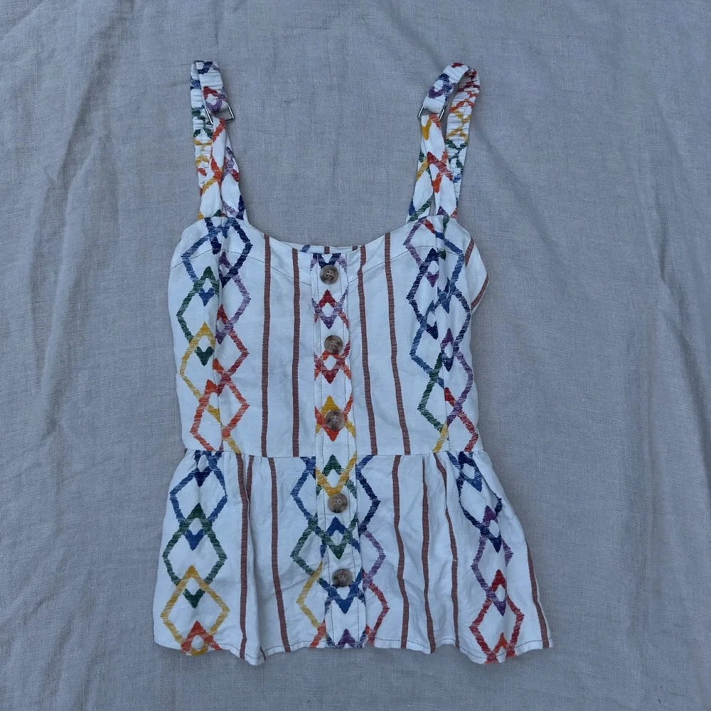 Anthropologie Current Air Los Size S Rainbow and White Tank Top - Picture 6 of 9
